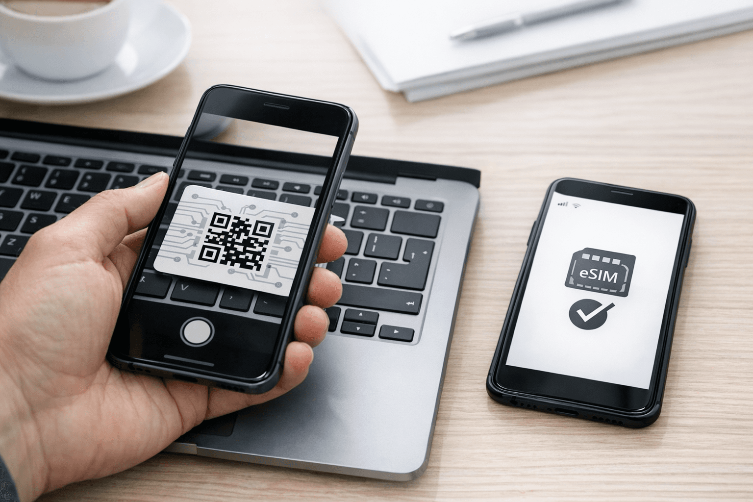 Aktivace eSIM přes QR kód v telefonu